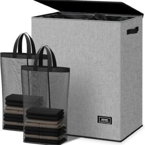 SOLEDI Double Laundry Basket with Lid - Image 1