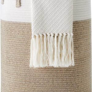 YOUDENOVA Cotton Rope Basket Large Blanket Basket Woven Storage - Image 1